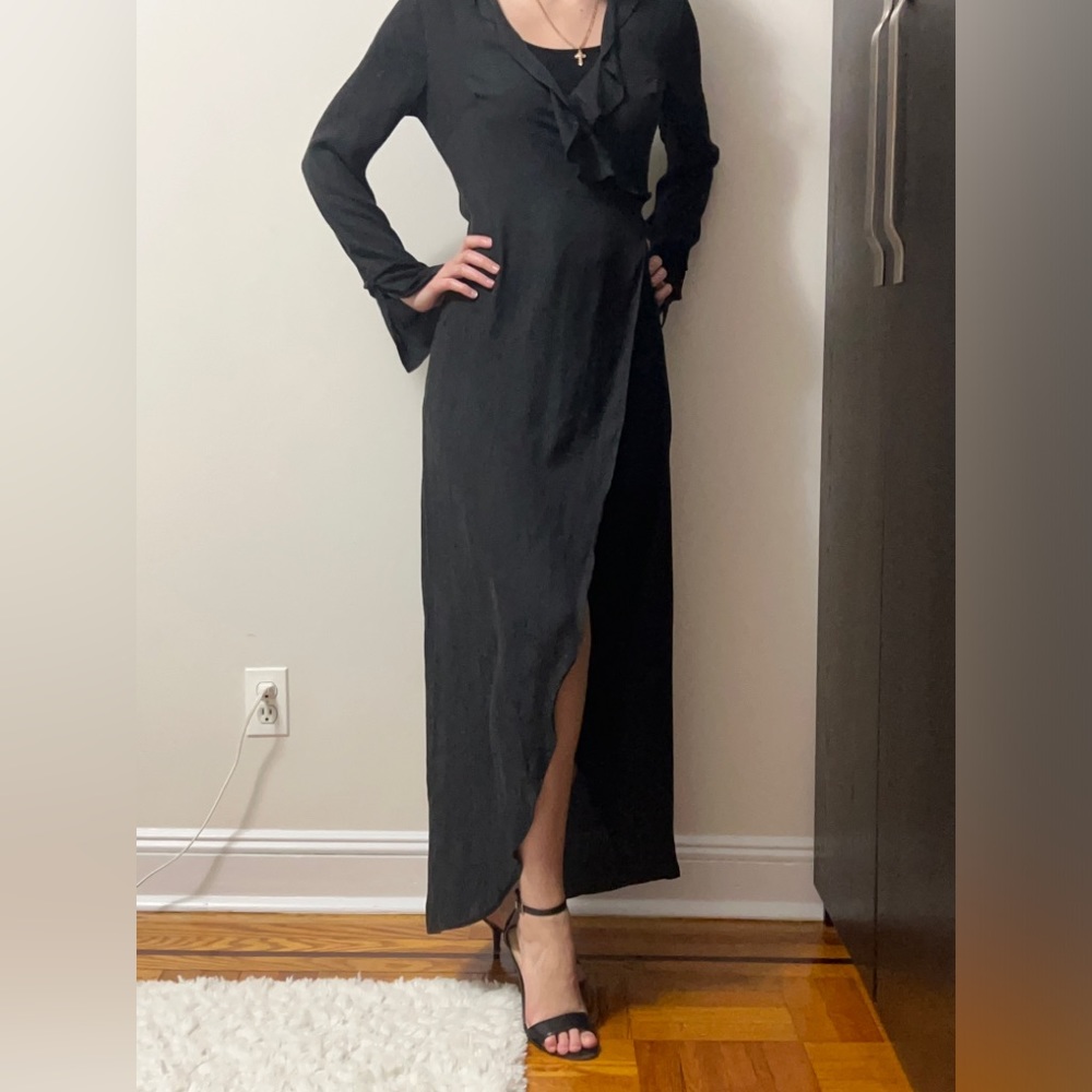 Bcbgeneration maxi black dress gown long sleeves size S